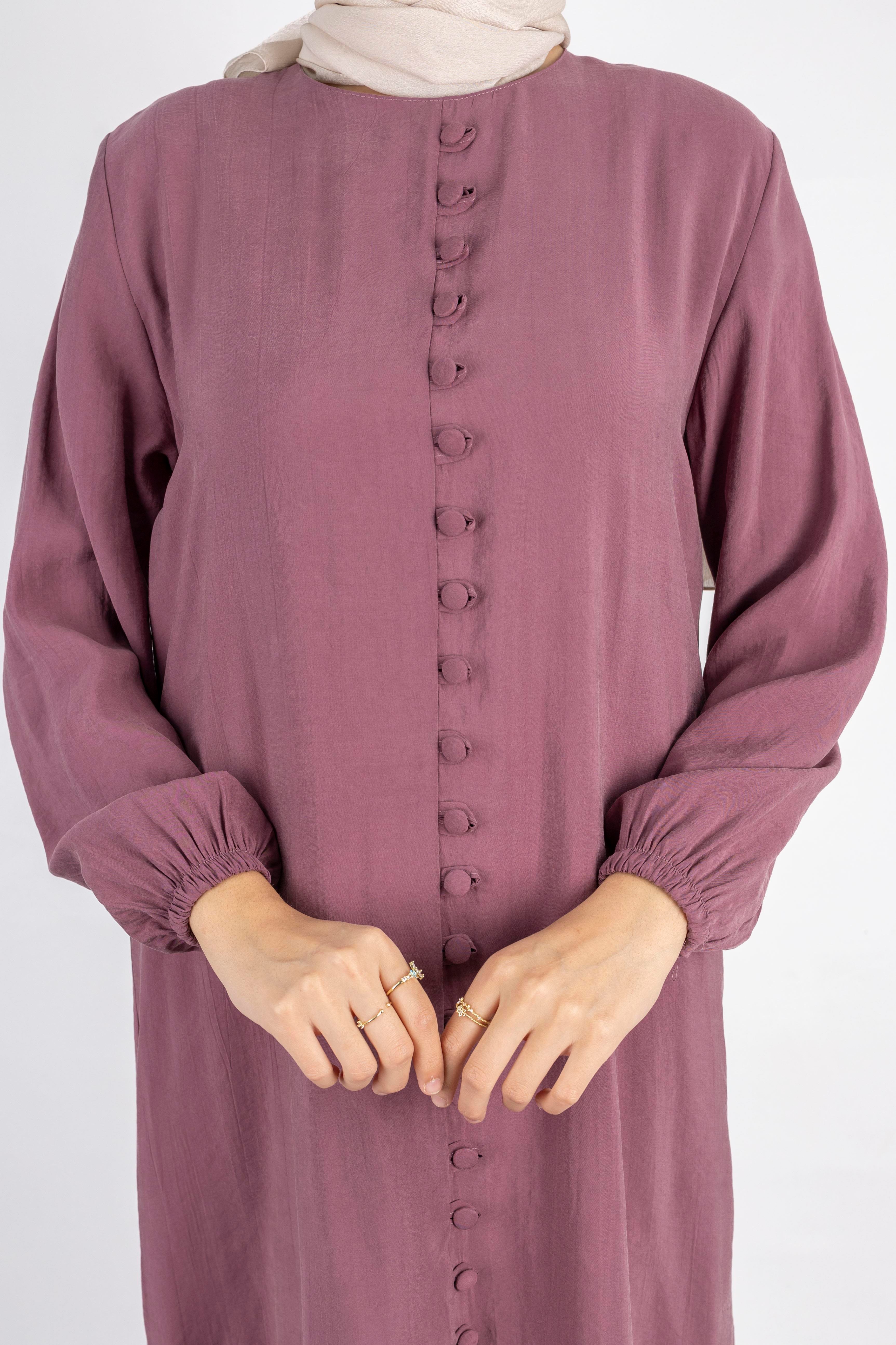 Volan Etek Detaylı Düğmeli Elbise Dut OTW2178