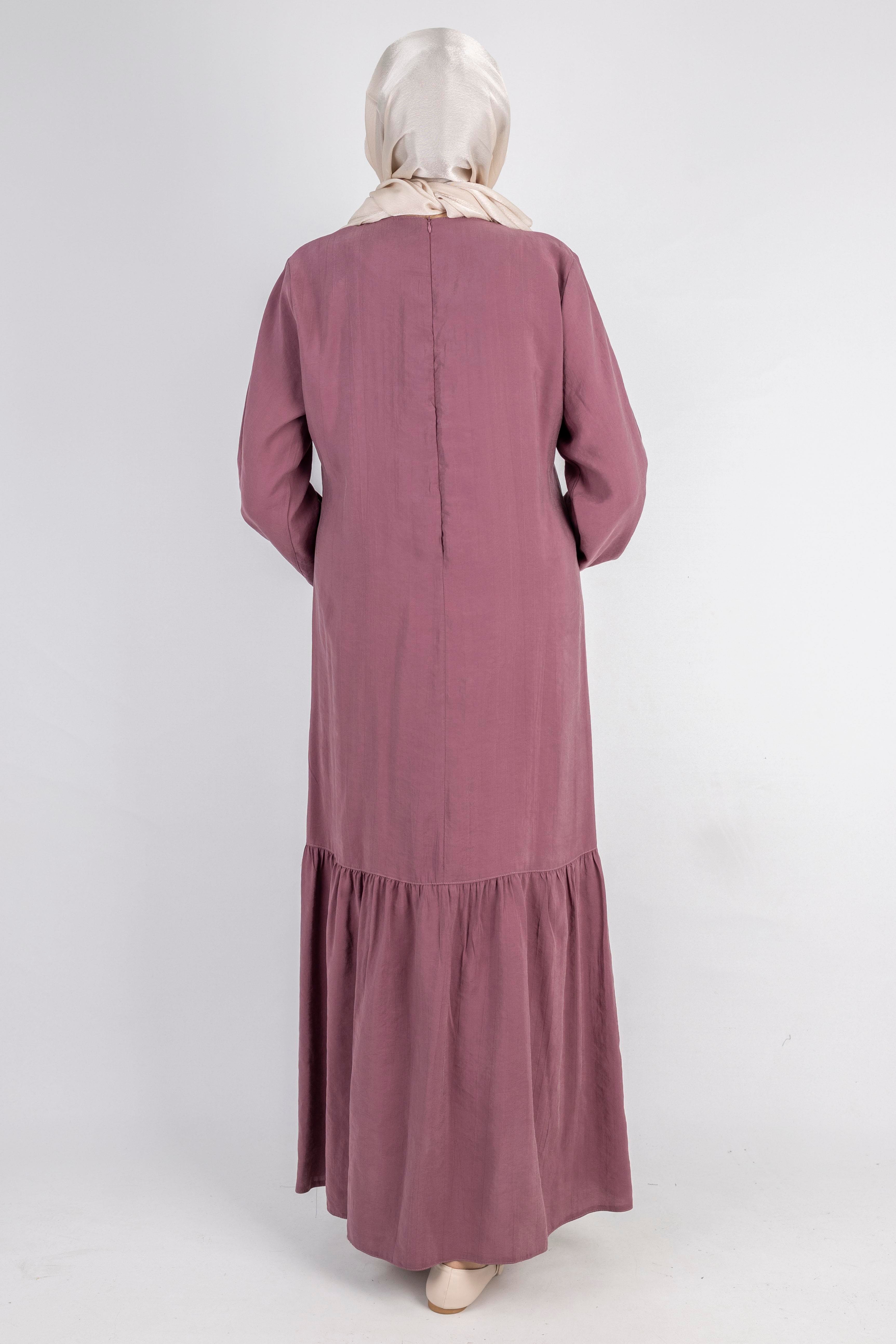 Volan Etek Detaylı Düğmeli Elbise Dut OTW2178