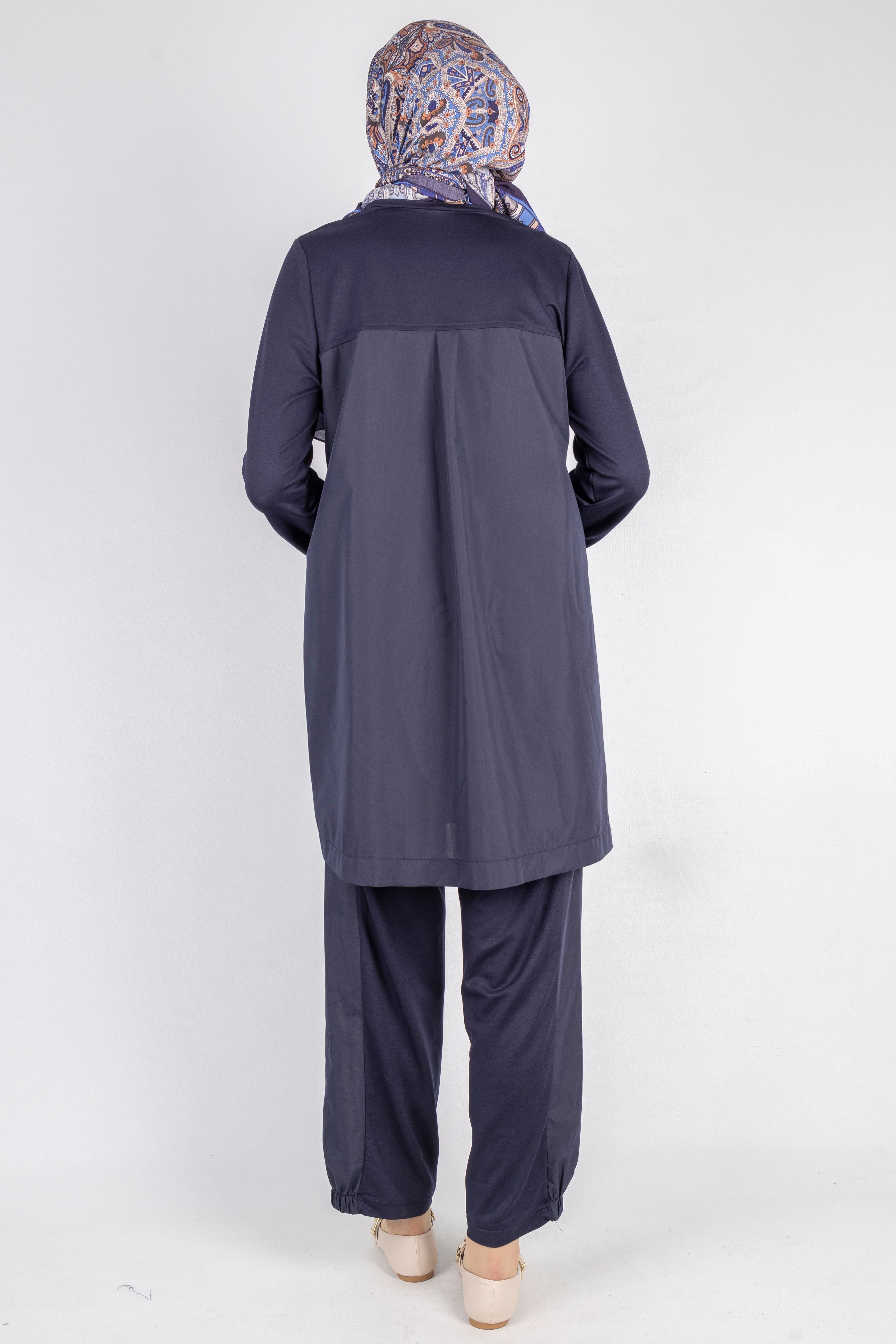 Yama Desenli Tunik Takım Lacivert OTW007
