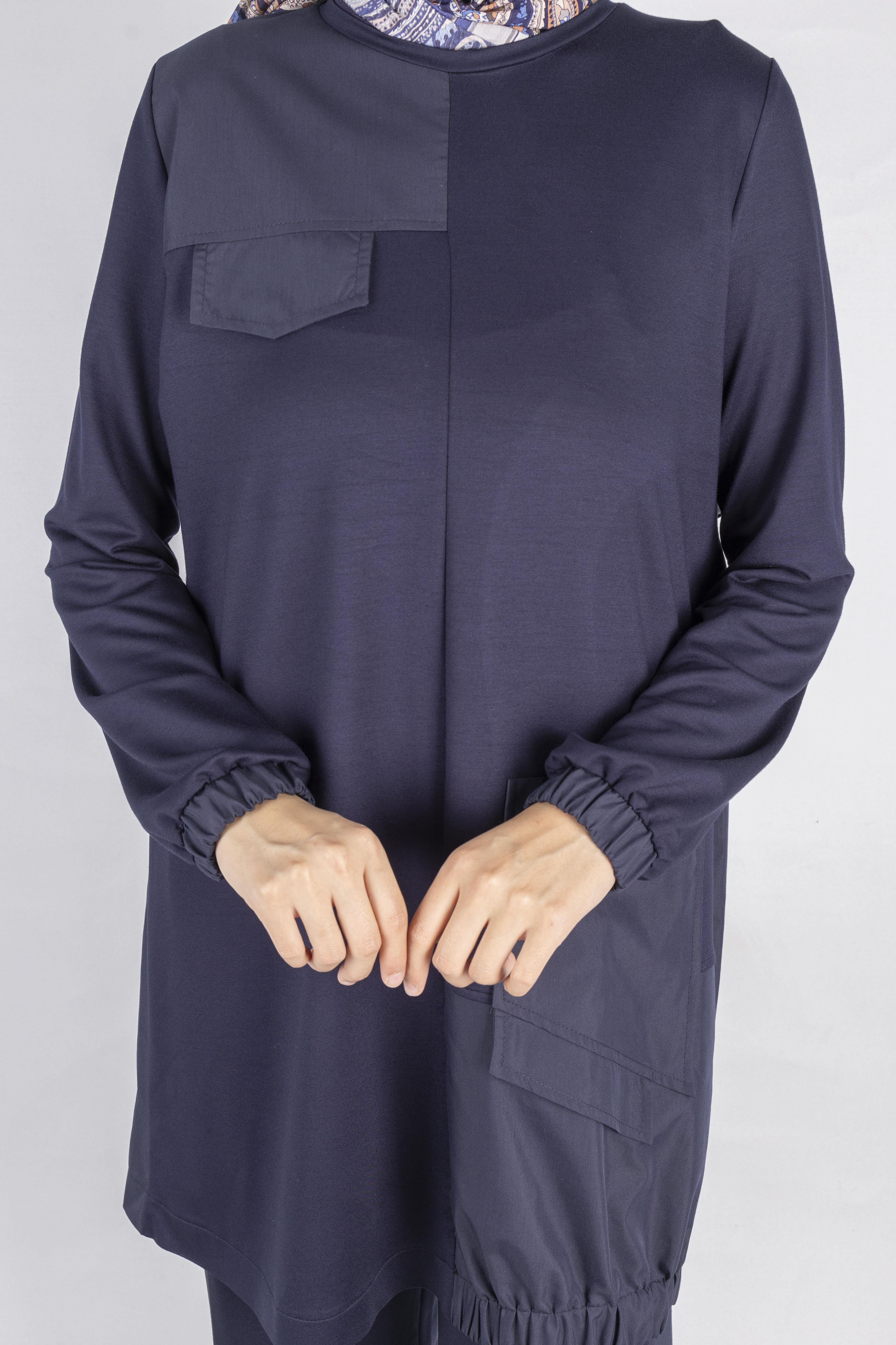 Yama Desenli Tunik Takım Lacivert OTW007