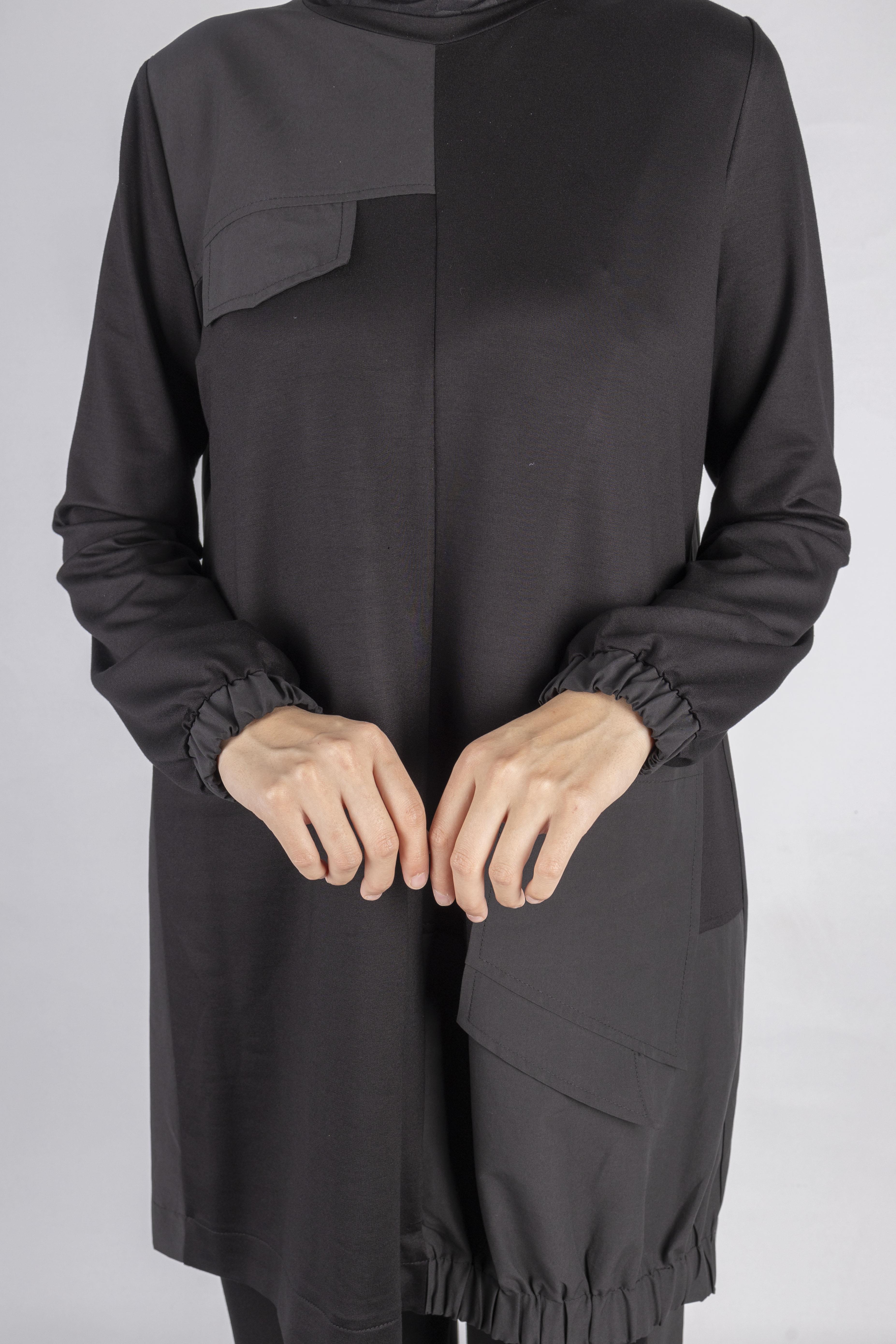 Yama Desenli Tunik Takım Siyah OTW007