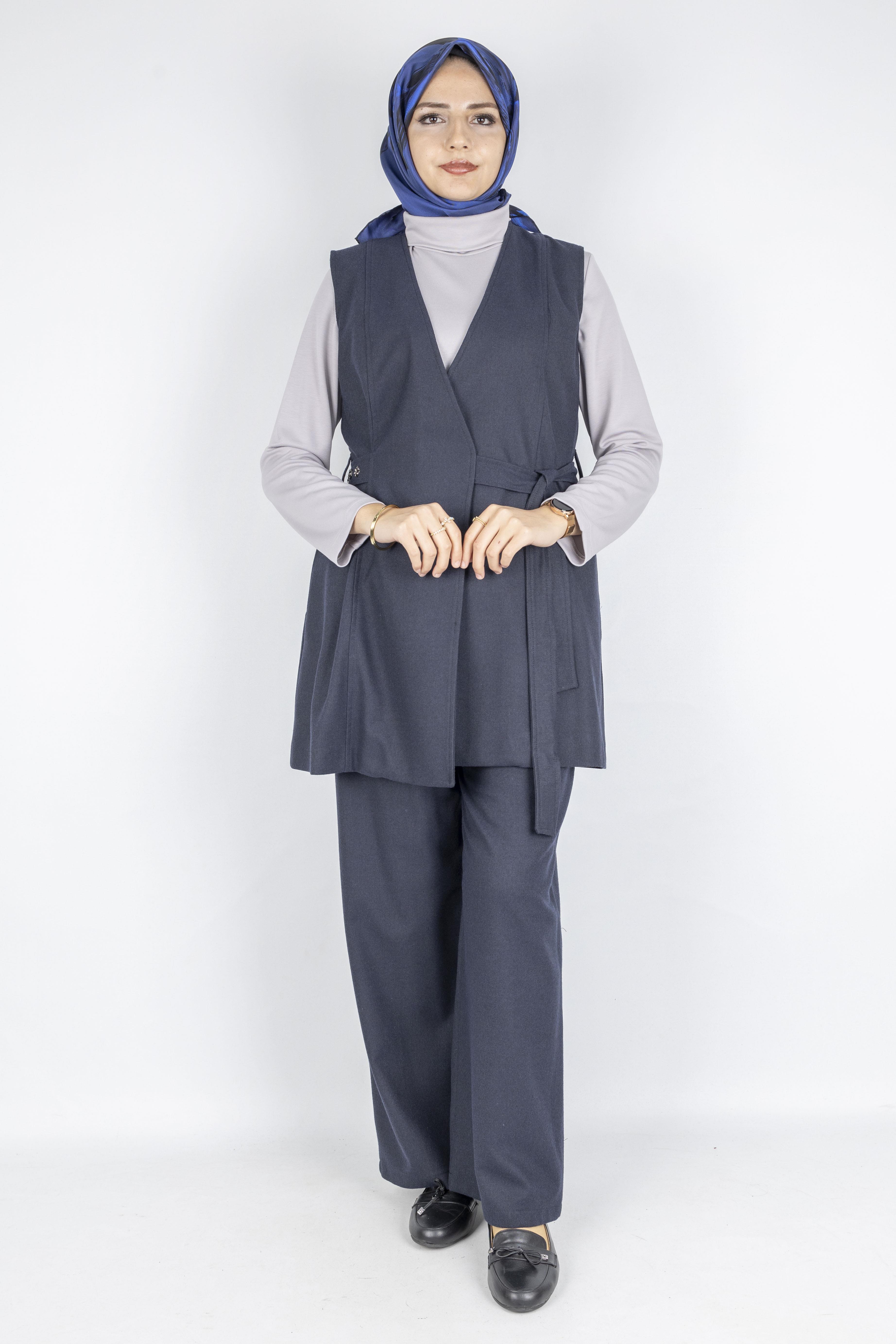 Yandan Kuşaklı Üçlü Takım Lacivert OTW3190