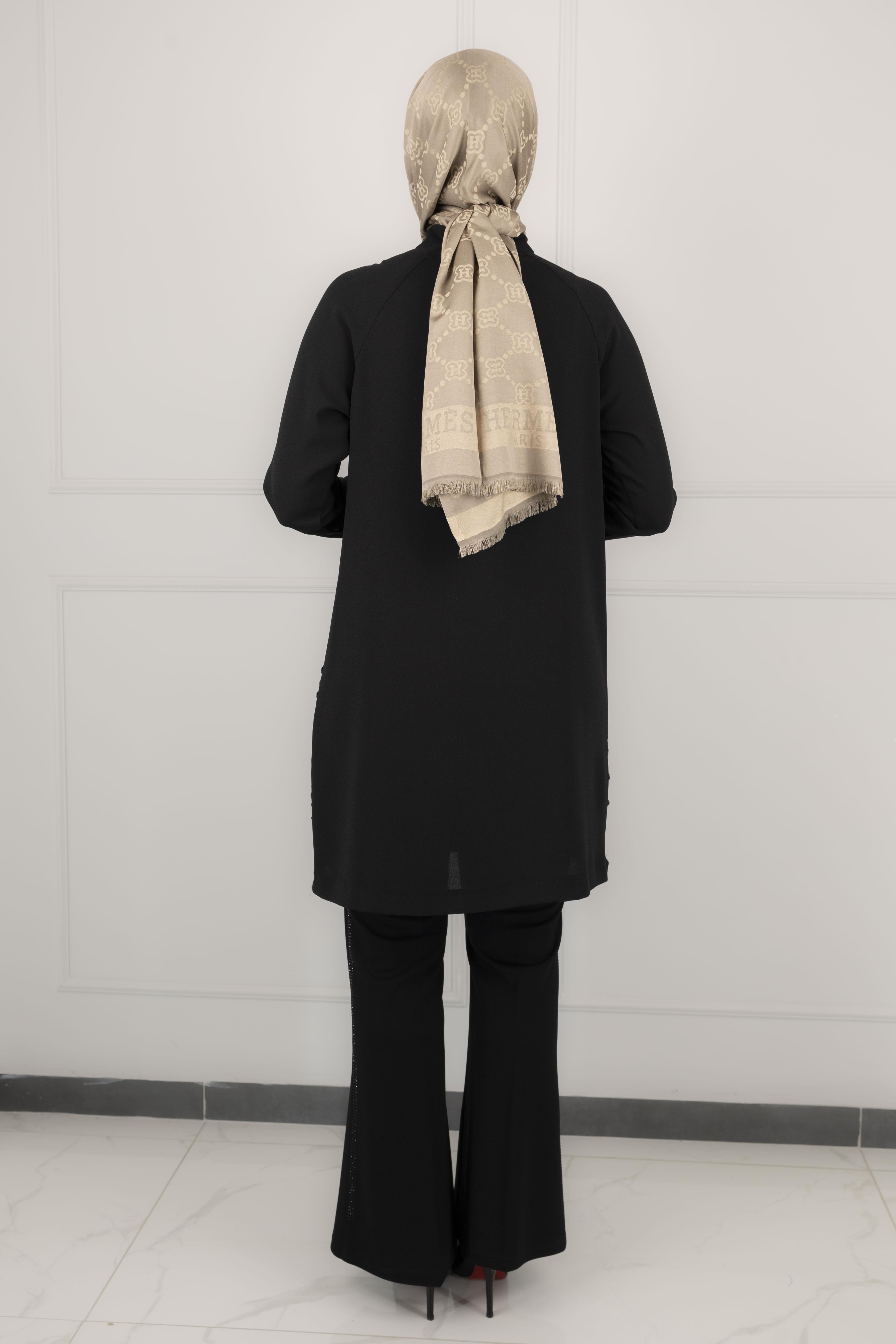 YAZLIK ÖNÜ SİM FİLELİ CEKET Siyah OTW2158