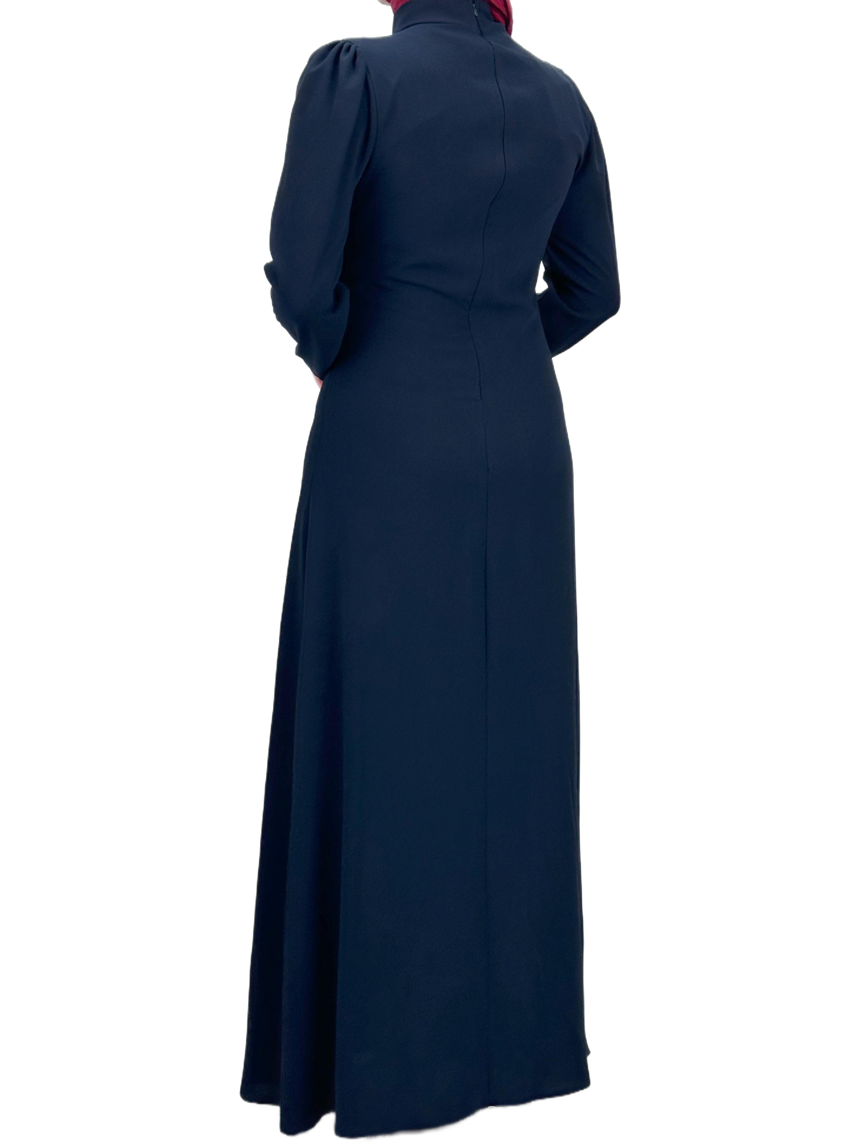 Yonca Desenli Elbise Lacivert OTW4599