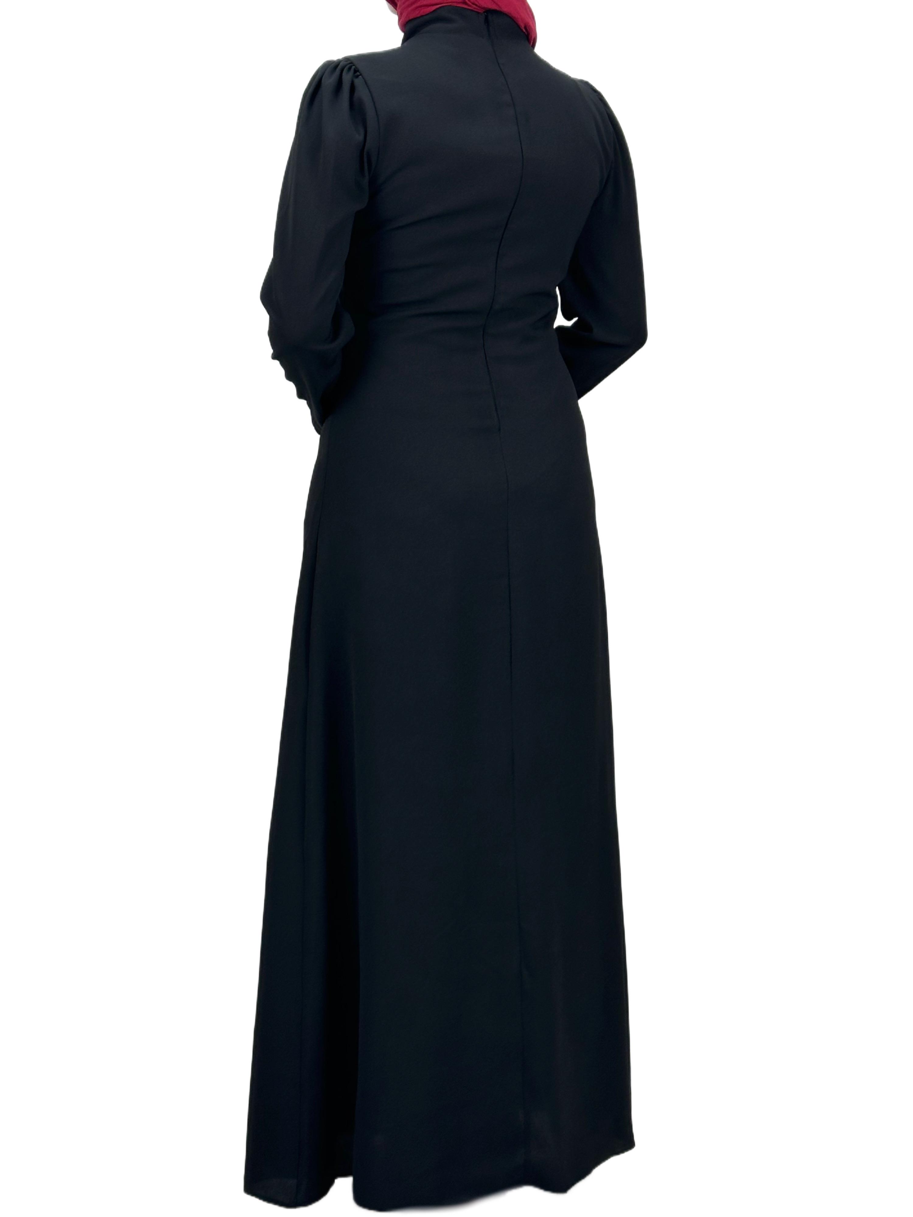 Yonca Desenli Elbise Siyah OTW4599