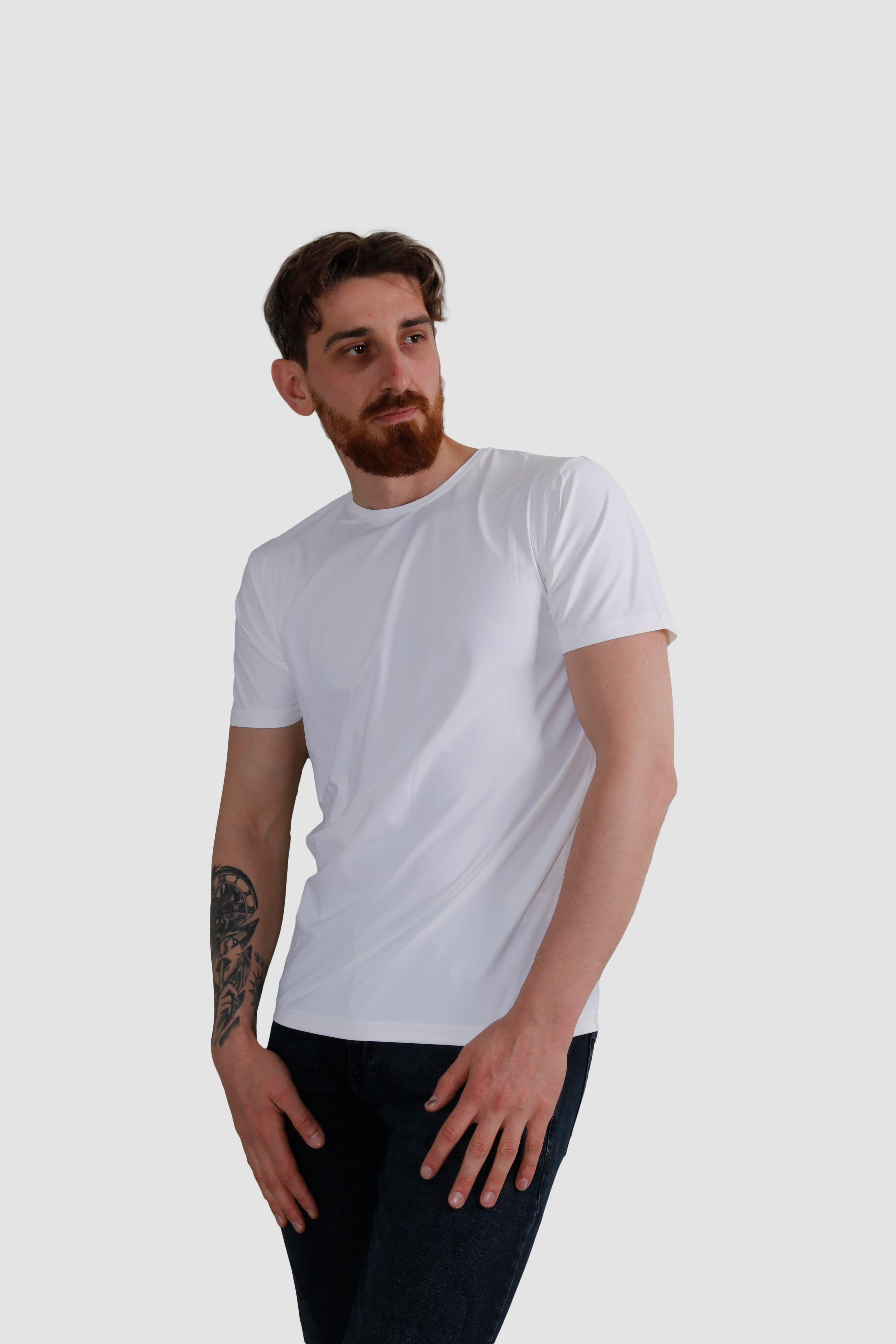 GLOBAY 3135 HSK BIS YAKA BASIC T-SHIRT-BEYAZ