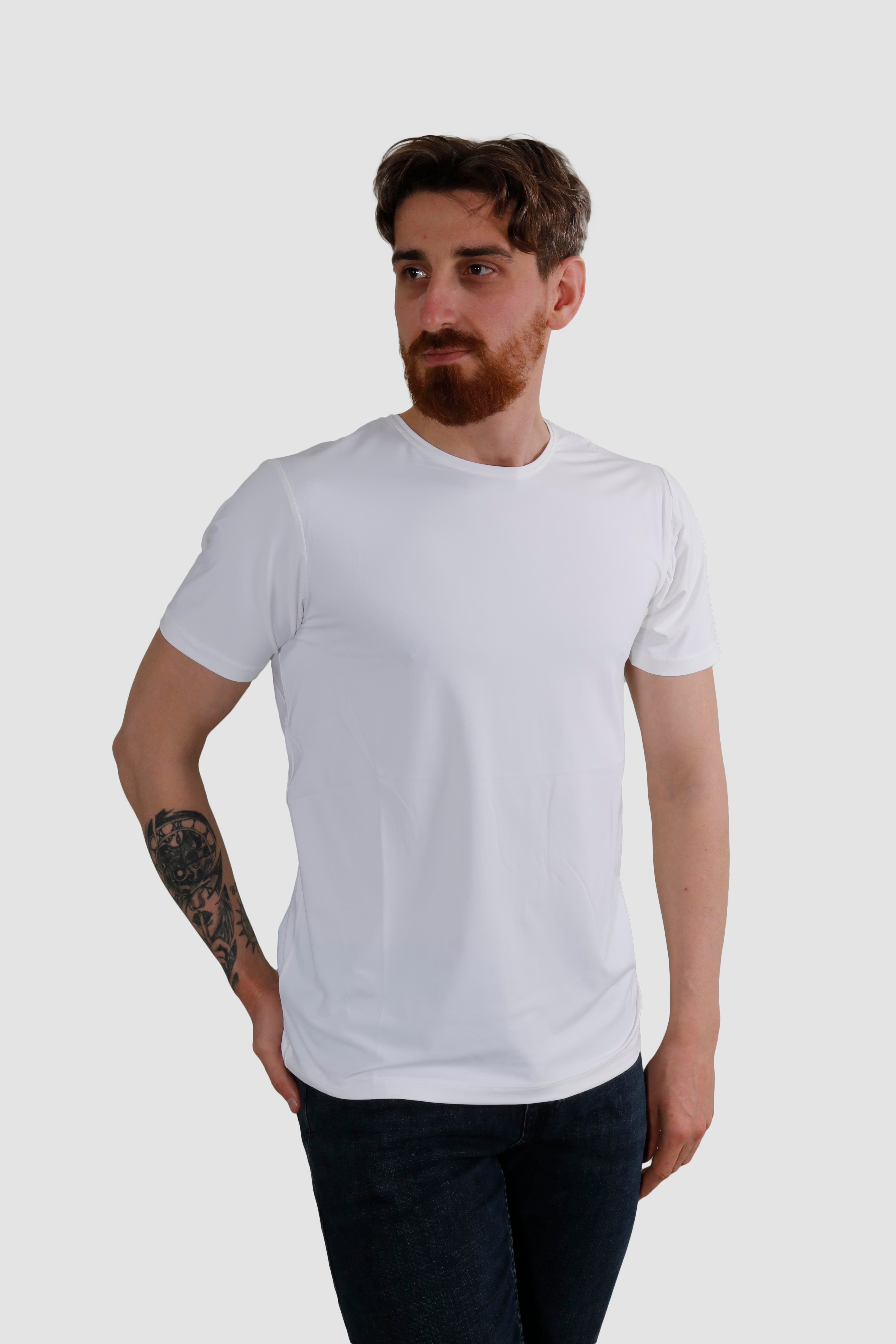 GLOBAY 3135 HSK BIS YAKA BASIC T-SHIRT-BEYAZ