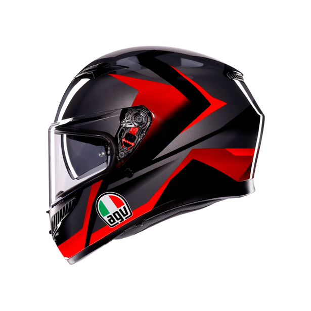 Agv K3 Mplk Striga Black Grey Red Kapalı Kask