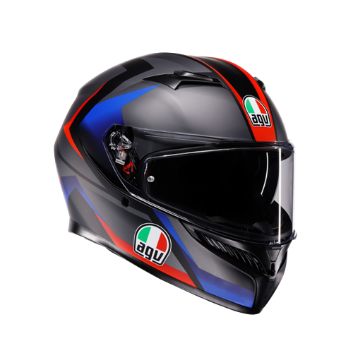 AGV KASK/K3 MPLK STRIGA MATT BLACK/BLUE/RED CONFİGURATİON