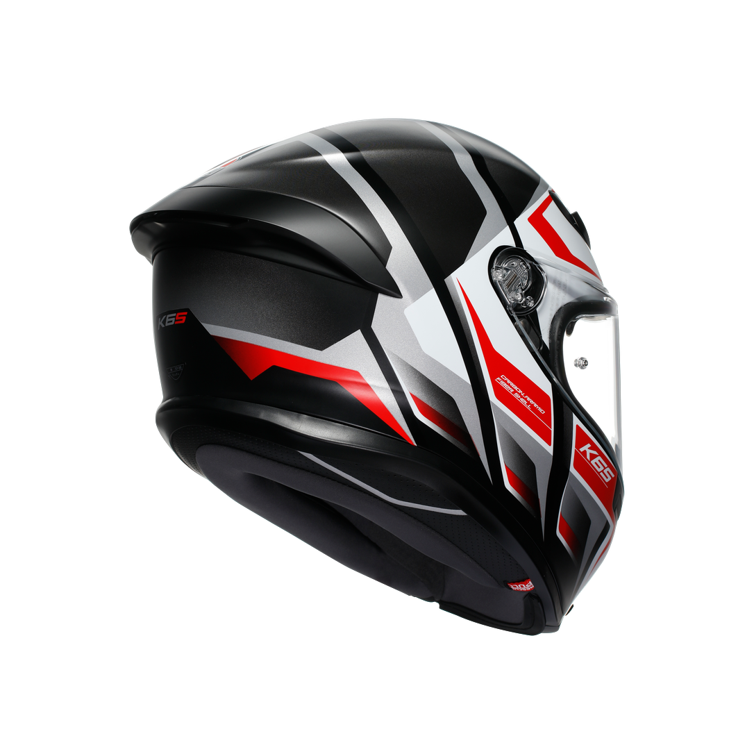 AGV KASK/K6 S E2206 MPLK KARVE MATT BLACK WHİTE RED CONFİGURATİON