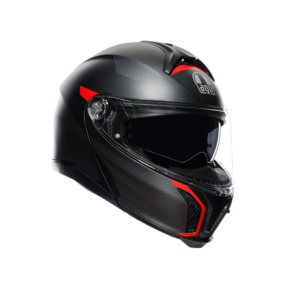 Agv Tourmodular Frequency Matt Gun Metal Red Çene Açılır Kask