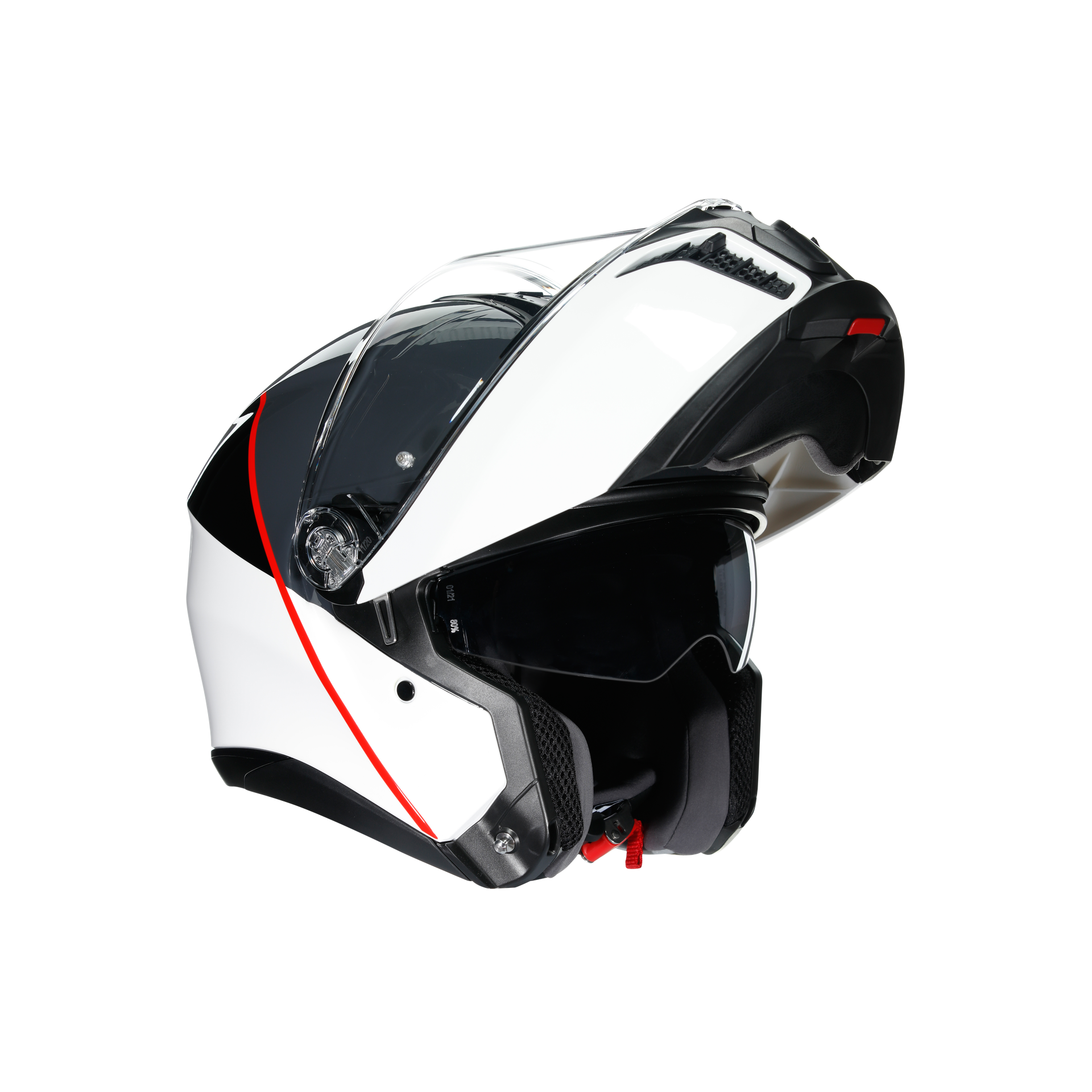 Agv Tourmodular Mlt Balance White Grey Red Çene Açılır Kask