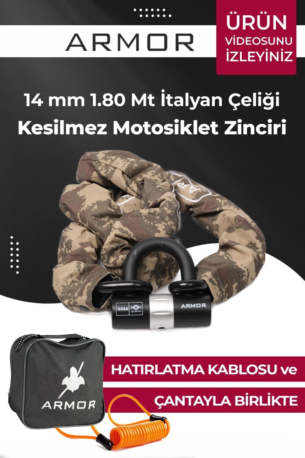 ARMOR/ARM.MILI.SERIES ÇELİK ZİNCİR 14MM*1.80MT+UB