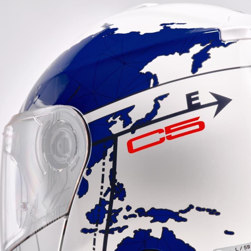 C5 Çene Açılır Motosiklet Kaskı Globe Blue