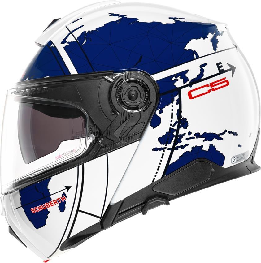 C5 Çene Açılır Motosiklet Kaskı Globe Blue