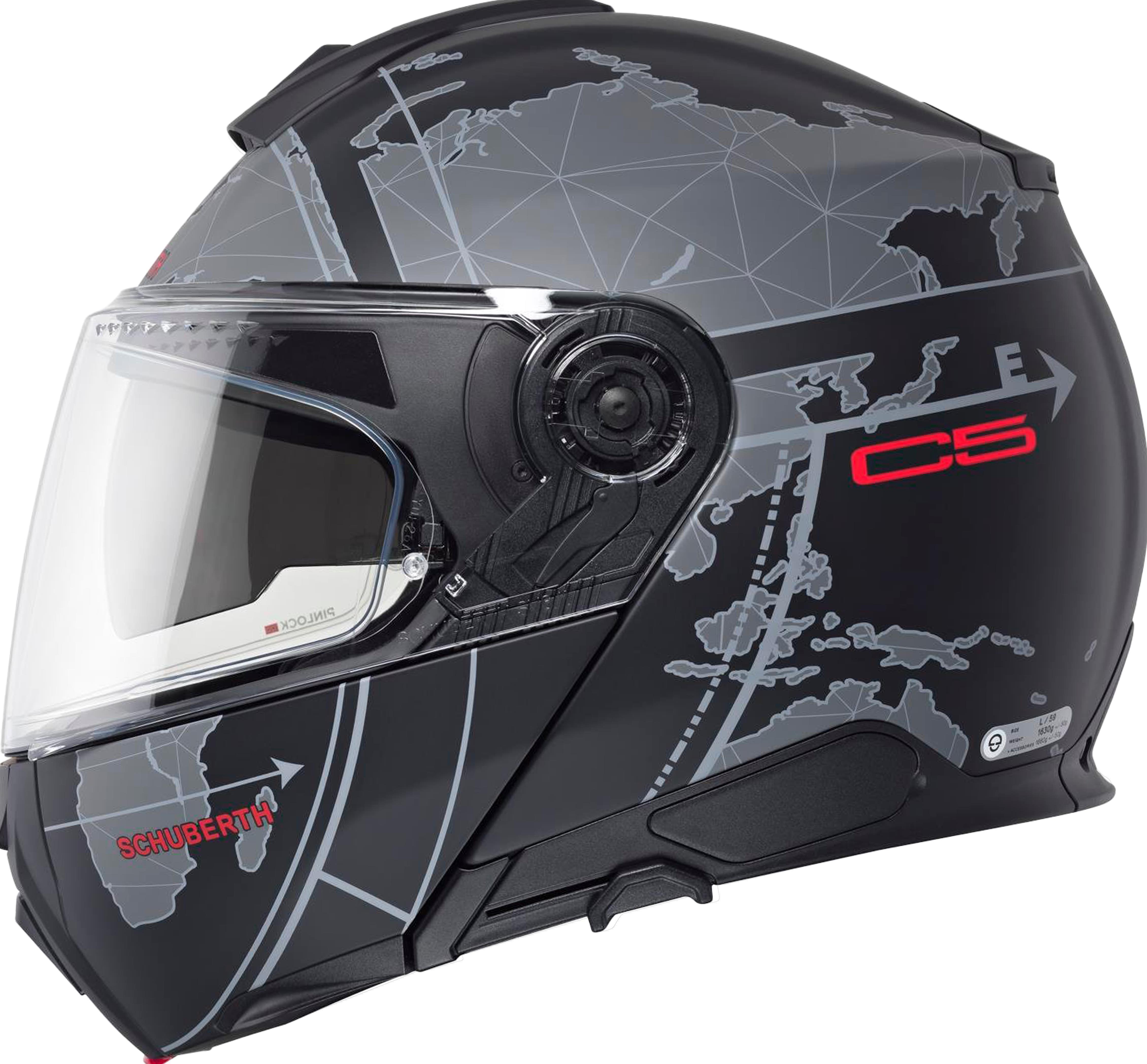 C5 Çene Açılır Motosiklet Kaskı Globe Black