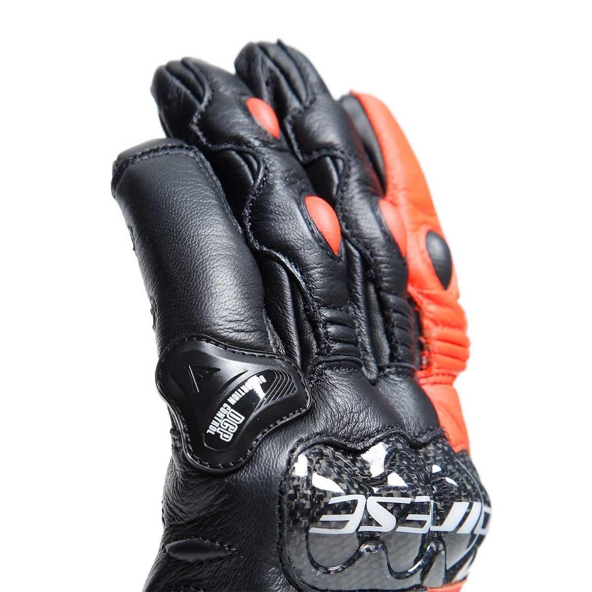 Dainese Carbon 4 Short Black Fluo Red Deri Eldiven