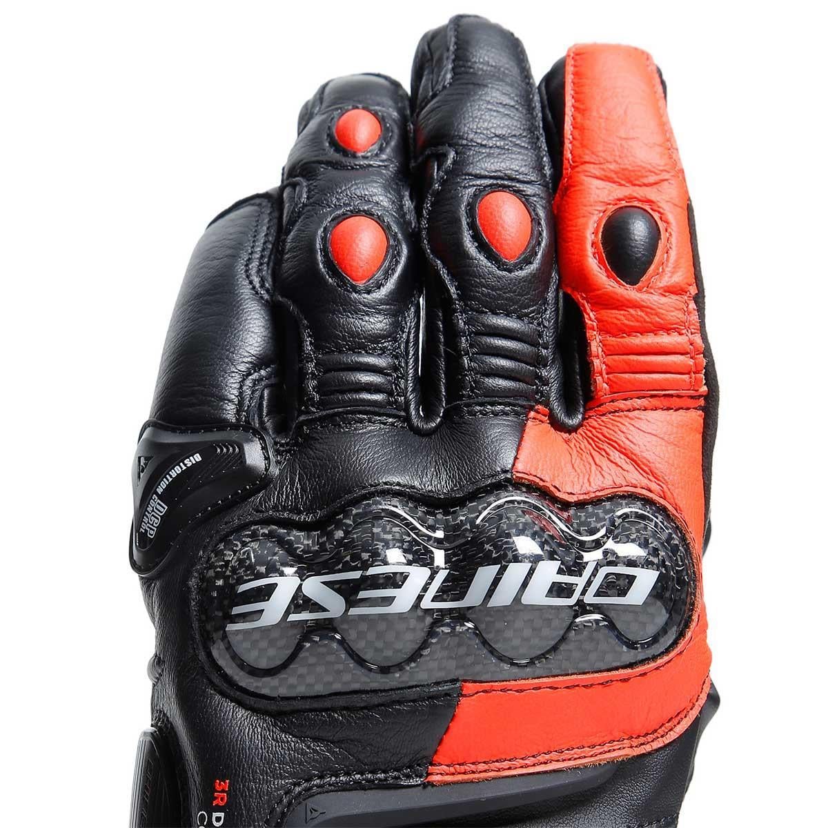 Dainese Carbon 4 Short Black Fluo Red Deri Eldiven