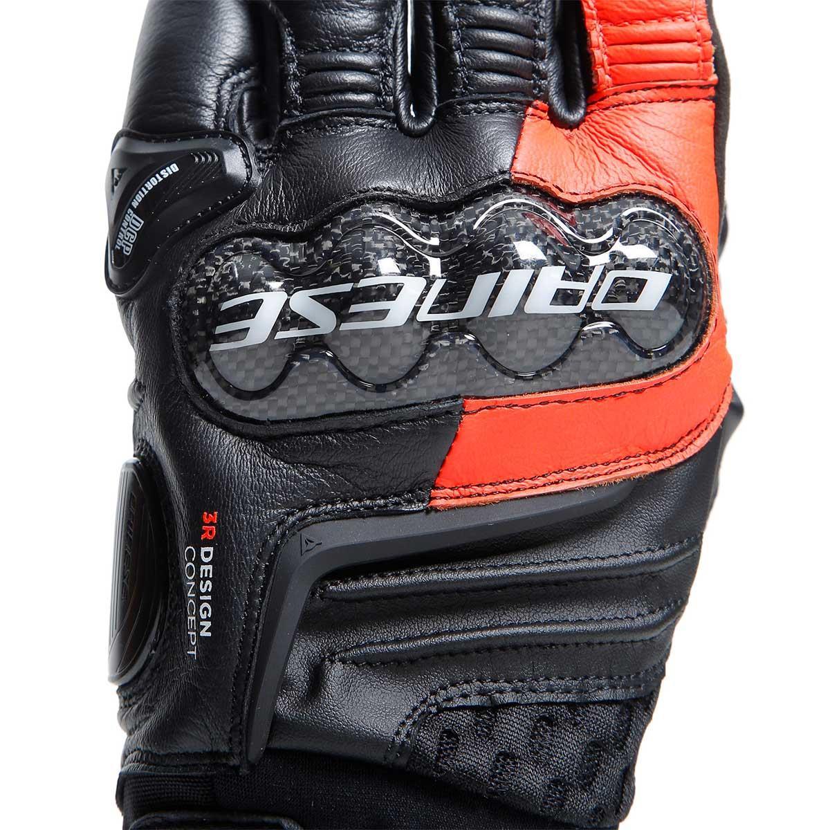 Dainese Carbon 4 Short Black Fluo Red Deri Eldiven