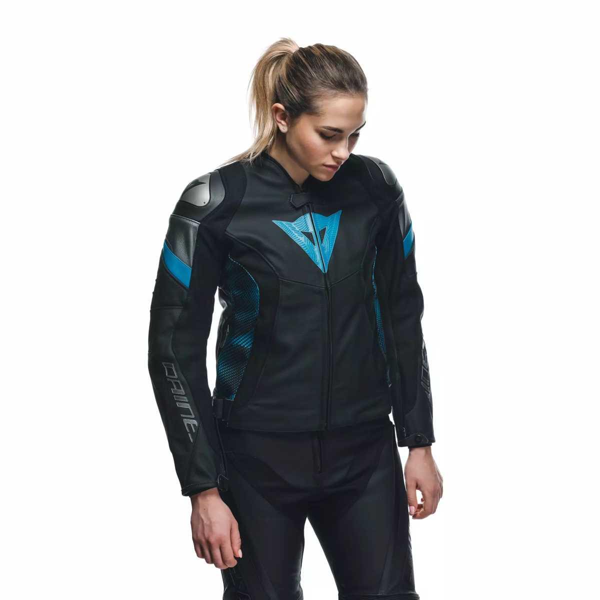 DAINESE CEKET DERİ/AVRO 5 LEATHER JACKET WMN BLK TEAL ANT