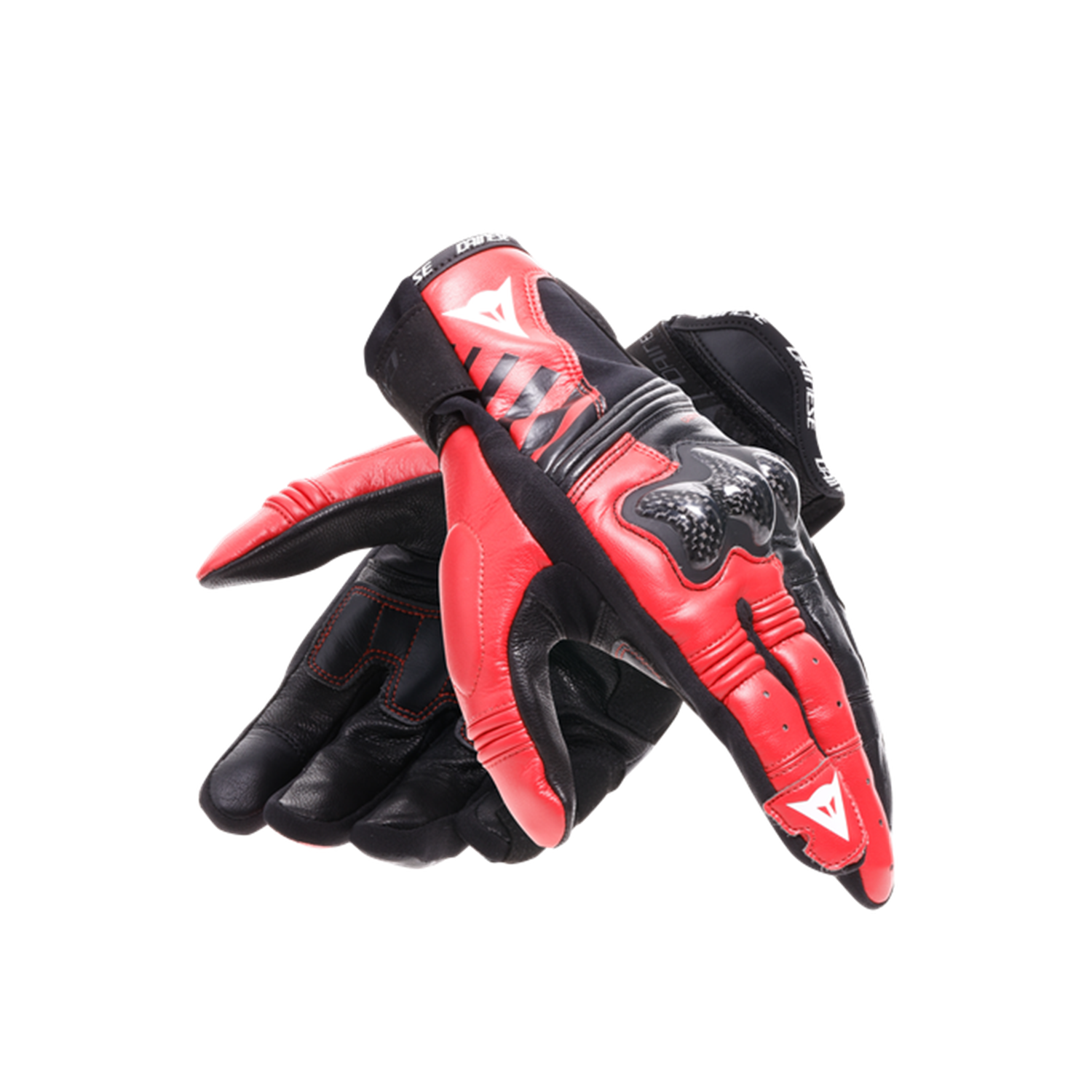 DAINESE ELD/ REACTO CARBON SHORT GLOVES BLACK/ RED LAVA