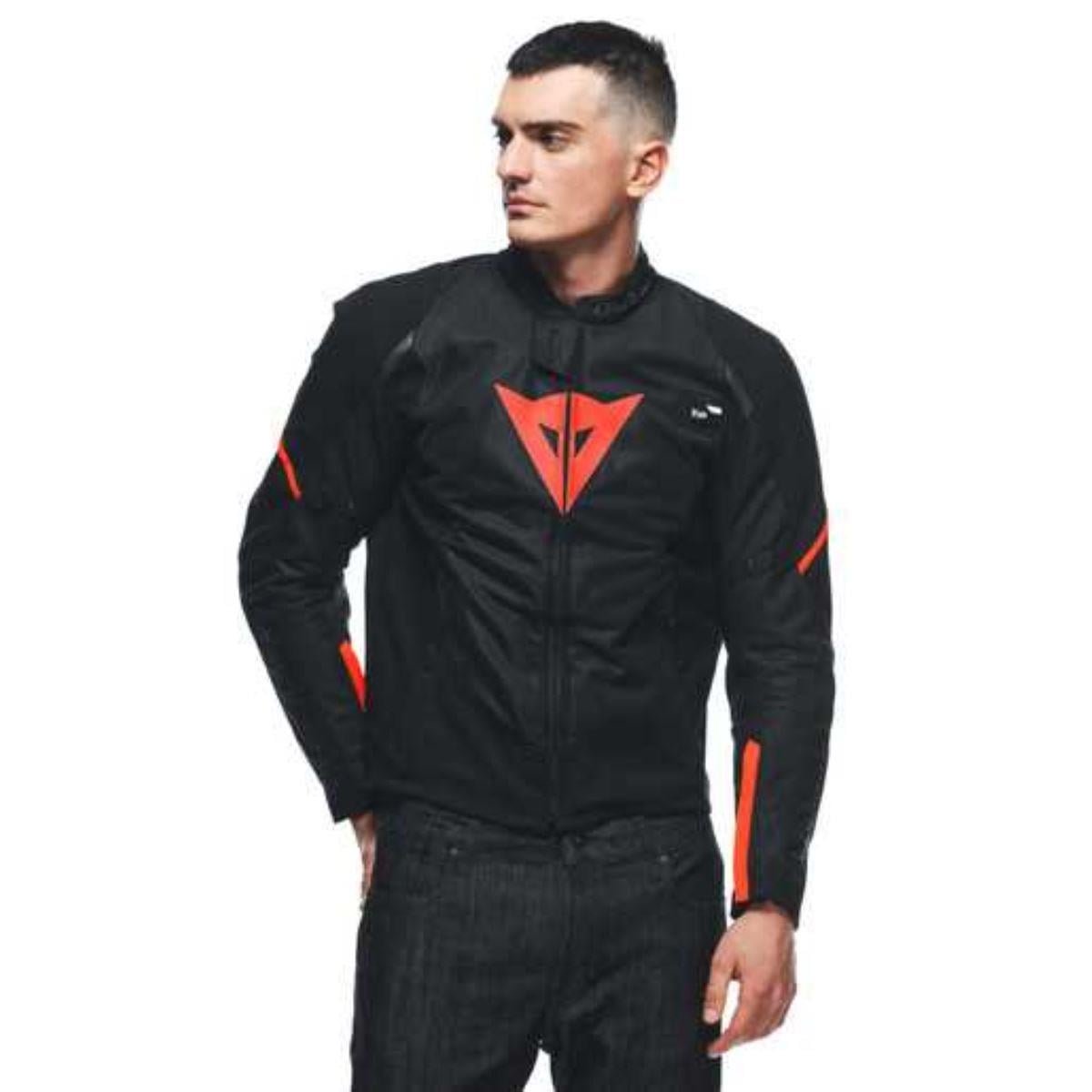 Dainese Smart Jacket LS Sport Black Fluo Red Airbag Tekstil Mont