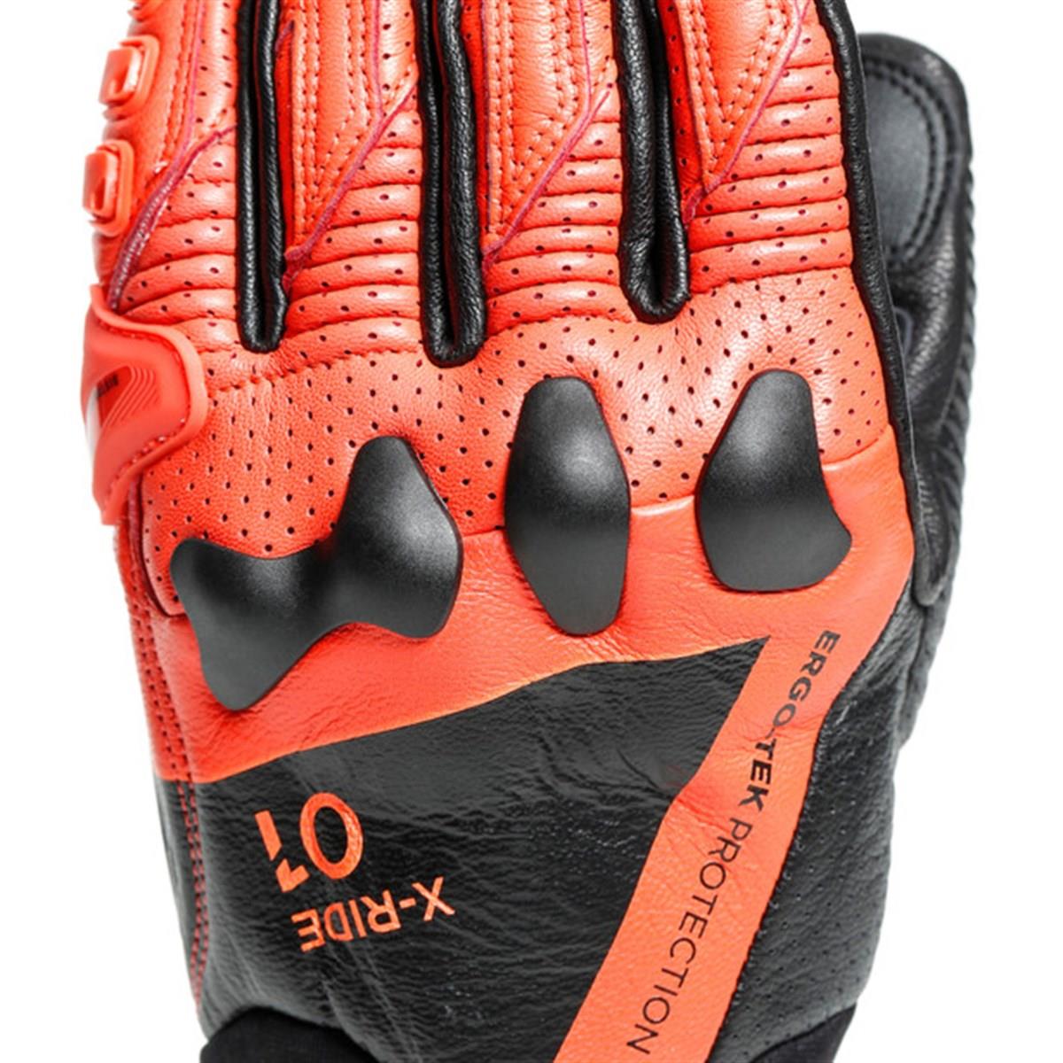 Dainese X-Ride Deri Eldiven Black Fluo Red