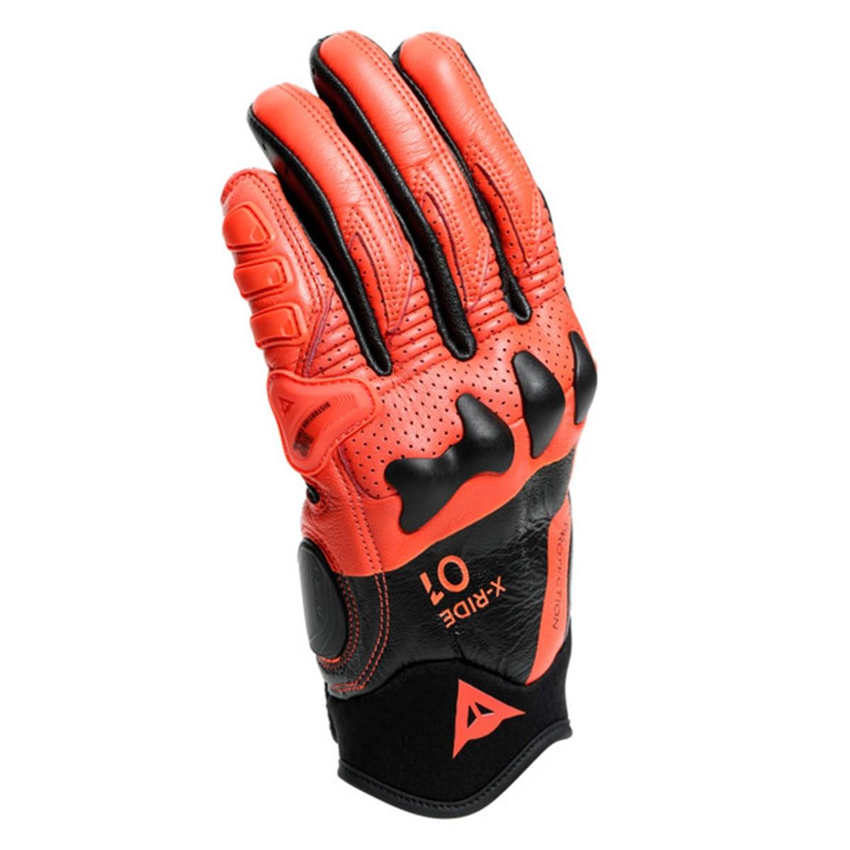 Dainese X-Ride Deri Eldiven Black Fluo Red