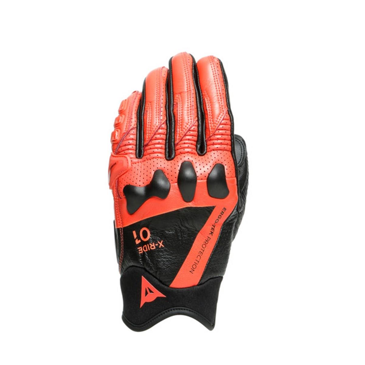 Dainese X-Ride Deri Eldiven Black Fluo Red