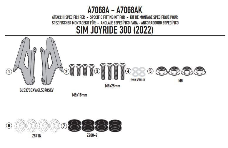 GIVI A7068A SYM JOYRIDE 300 (22-24) SİPERLİK BAĞLANTISI