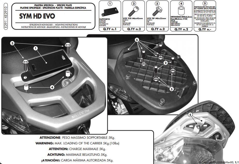 GIVI E291 SYM HD EVO 125-200 (07-15) ARKA ÇANTA TAŞIYICI