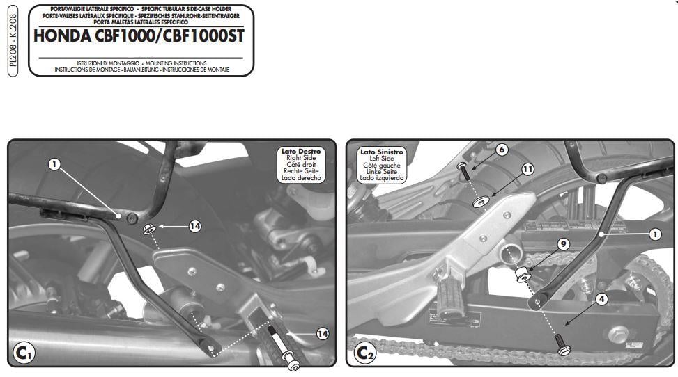 GIVI PL208 HONDA CBF 1000 - CBF 1000ST (10-14) YAN ÇANTA TAŞIYICI