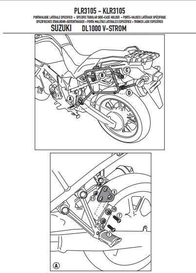GIVI PLR3105 SUZUKI DL 1000 V-STROM (14-19) YAN ÇANTA TAŞIYICI