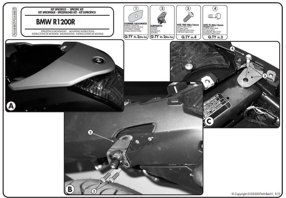 GIVI PLX688KIT BMW R 1200 R (06-10) YAN ÇANTA TAŞIYICI BAĞLANTI KİTİ