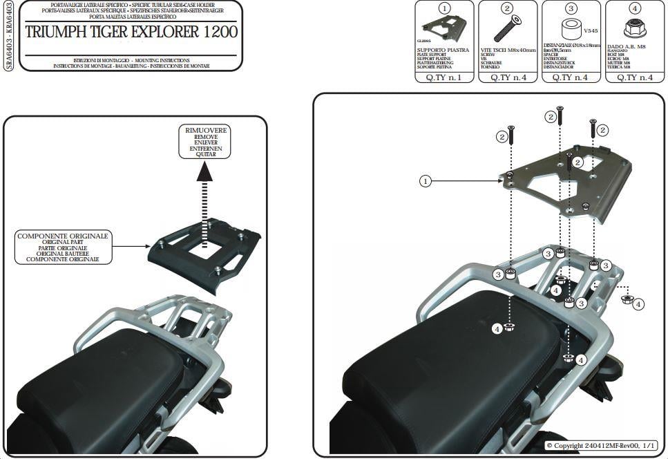 GIVI SRA6403 TRIUMPH TIGER EXPLORER 1200 (12-17) -  TIGER 1200 (18)ARKA ÇANTA TAŞIYICI