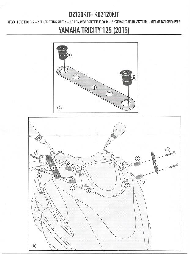 KAPPA D2120KITK YAMAHA TRICITY 125-155 (14-24) RÜZGAR SİPERLİK BAĞLANTISI