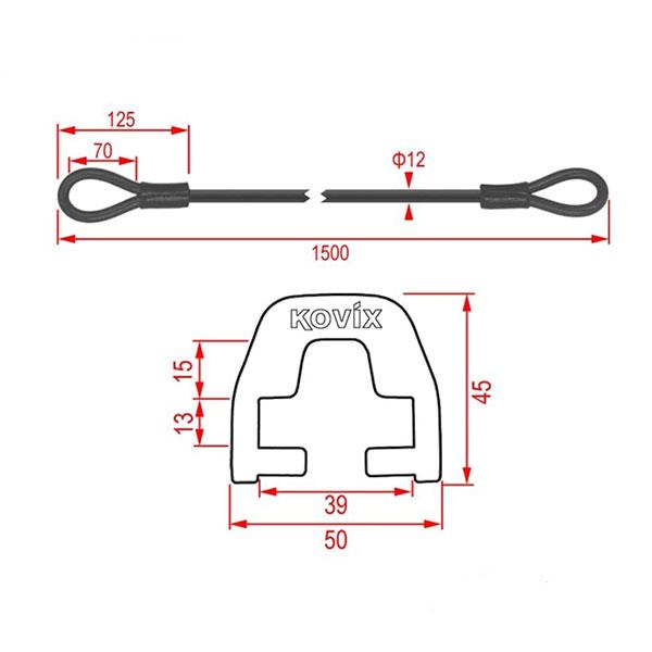 KOVIX KZA-150 ÇELİK KİLİT + KD6 BAĞLANTI ADAPTÖRÜ