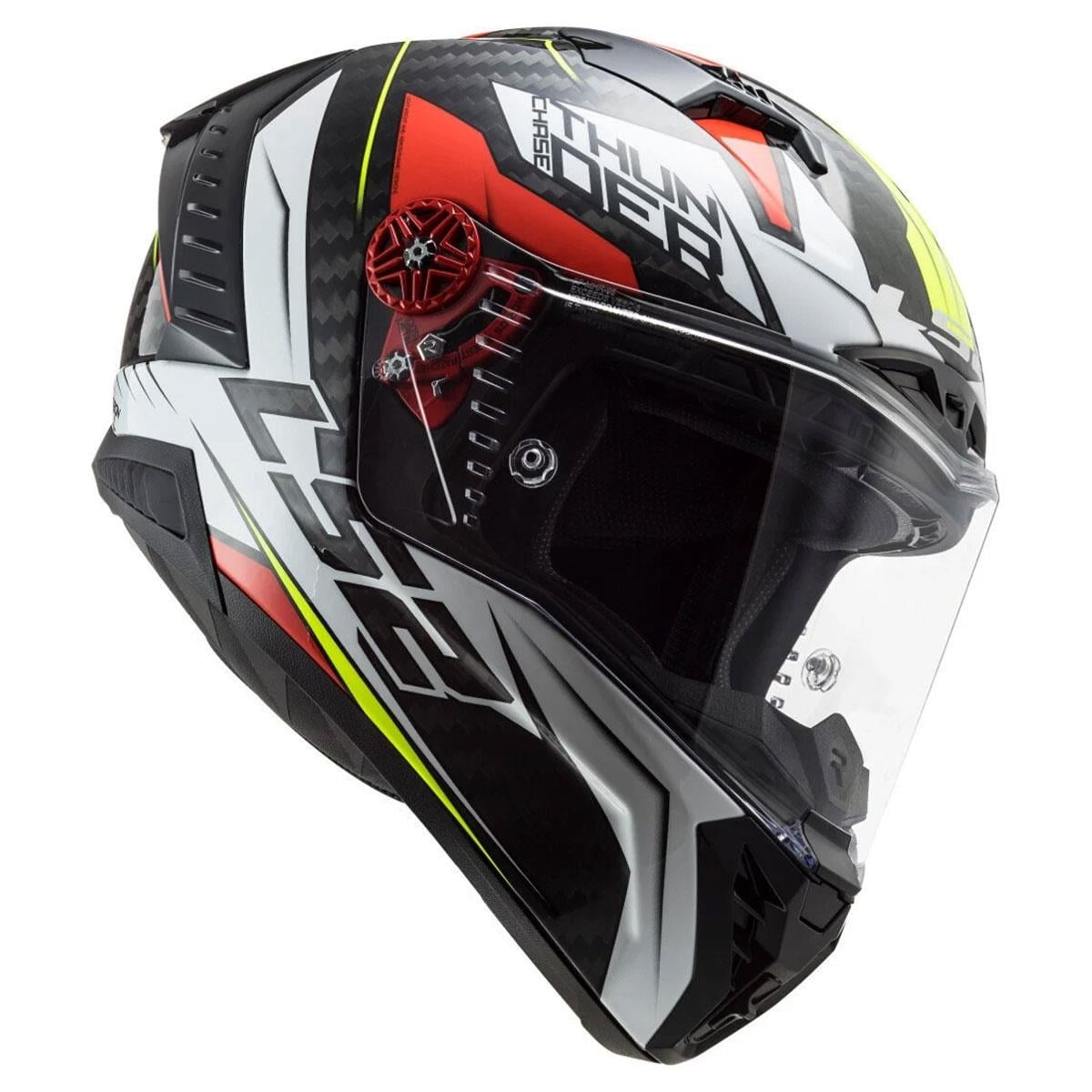 LS2 THUNDER KARBON CHASE BEYAZ-KIRMIZI KASK