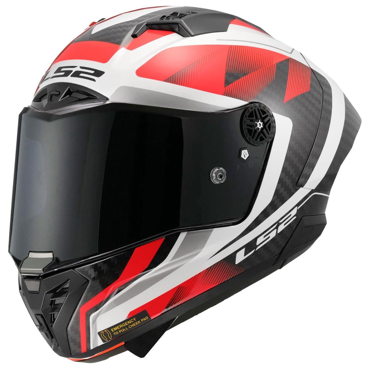 LS2 THUNDER KARBON GP AERO RAUTE BEYAZ-KIRMIZI KASK