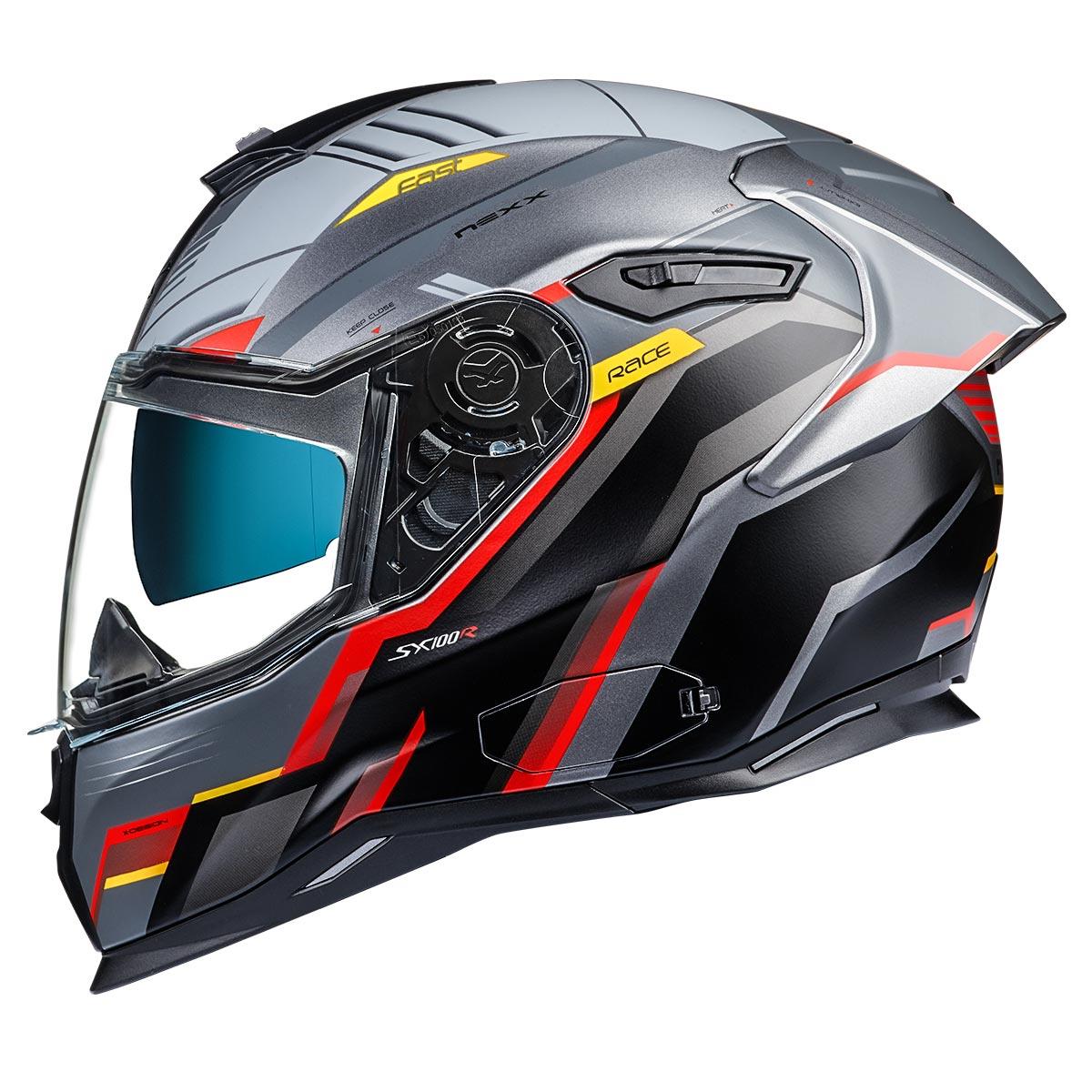 NEXX SX.100R GRIDLINE MAT GRİ-KIRMIZI KASK