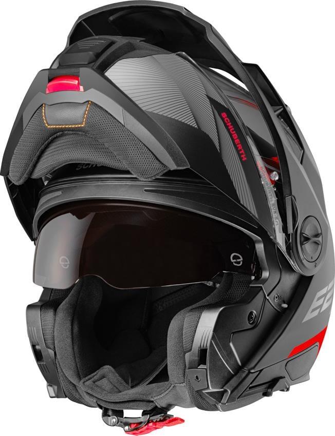SCHUBERTH E2 DEFENDER RED ÇENE AÇILIR SİPERLİKLİ MOTOSİKLET KASKI