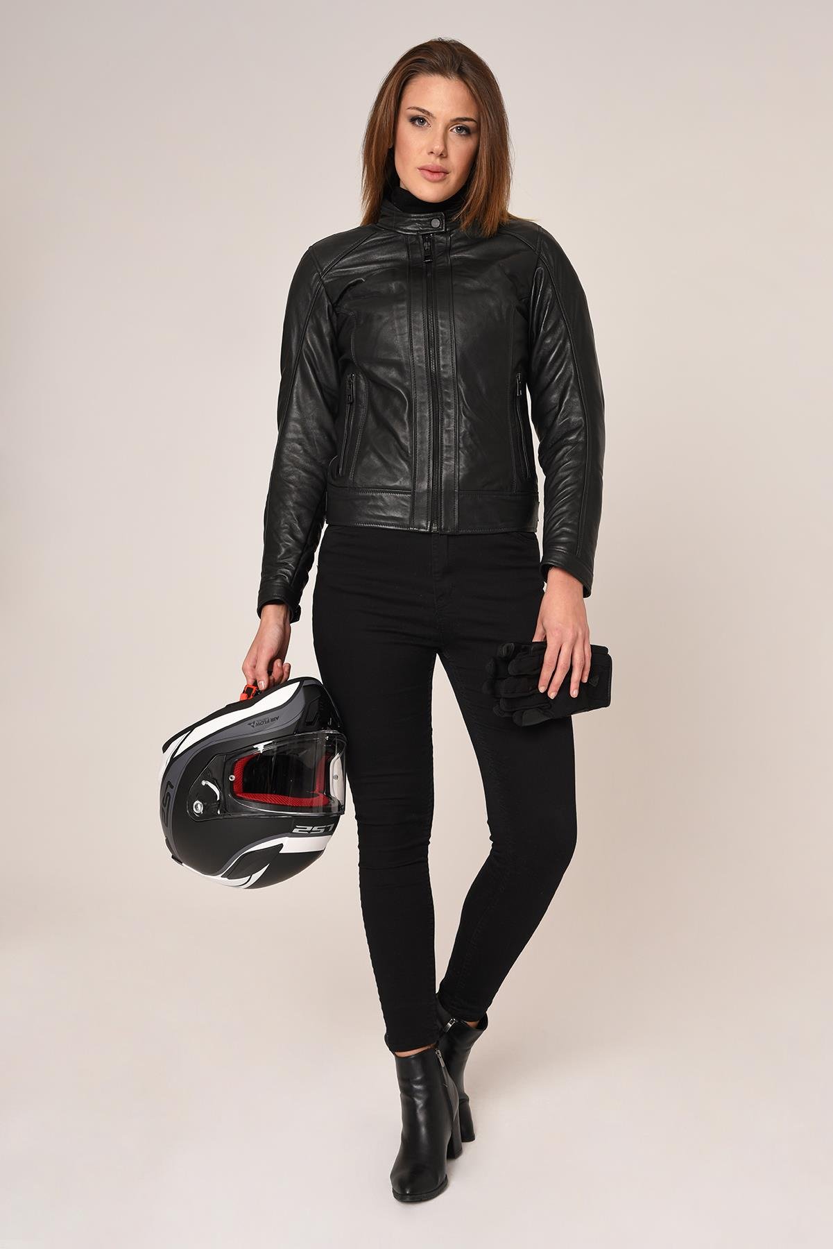 VEXO MOTO DERİ KADIN MONT SİYAH
