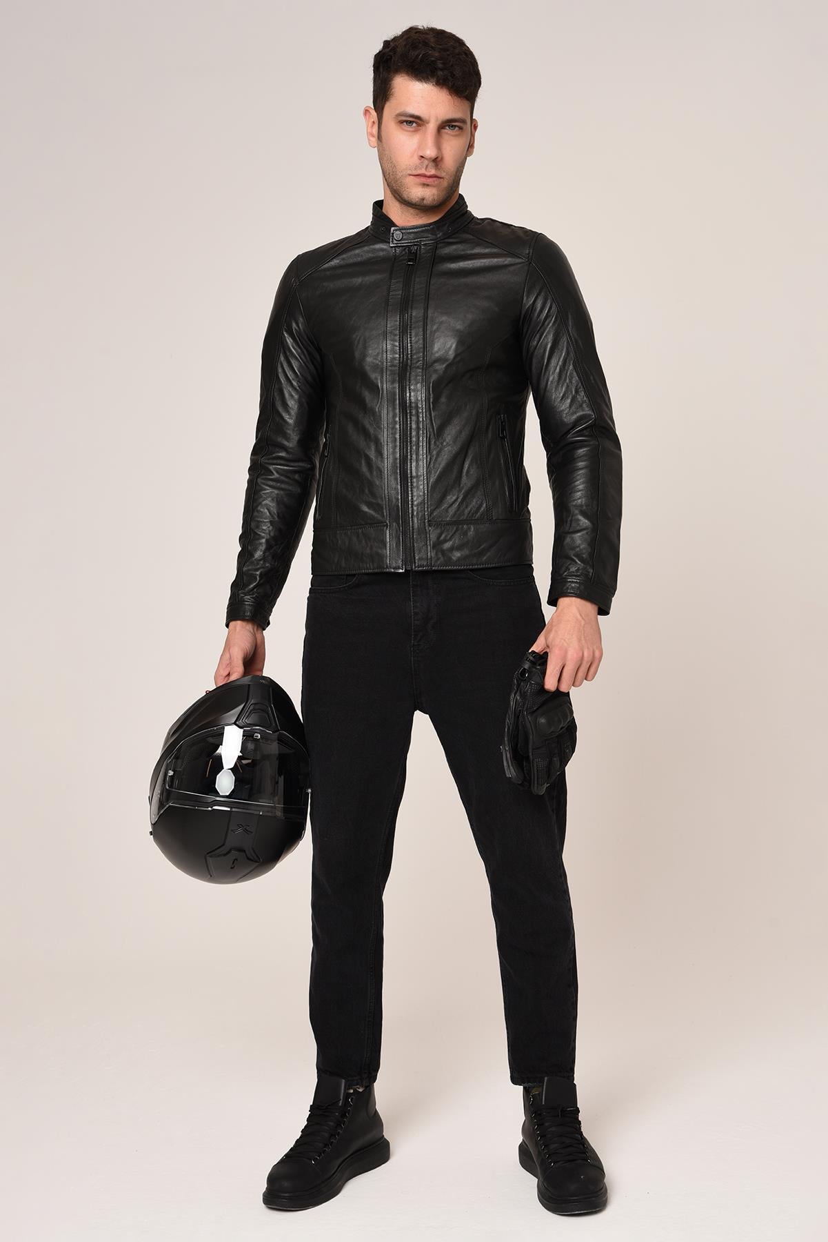 VEXO MOTO DERİ MONT SİYAH