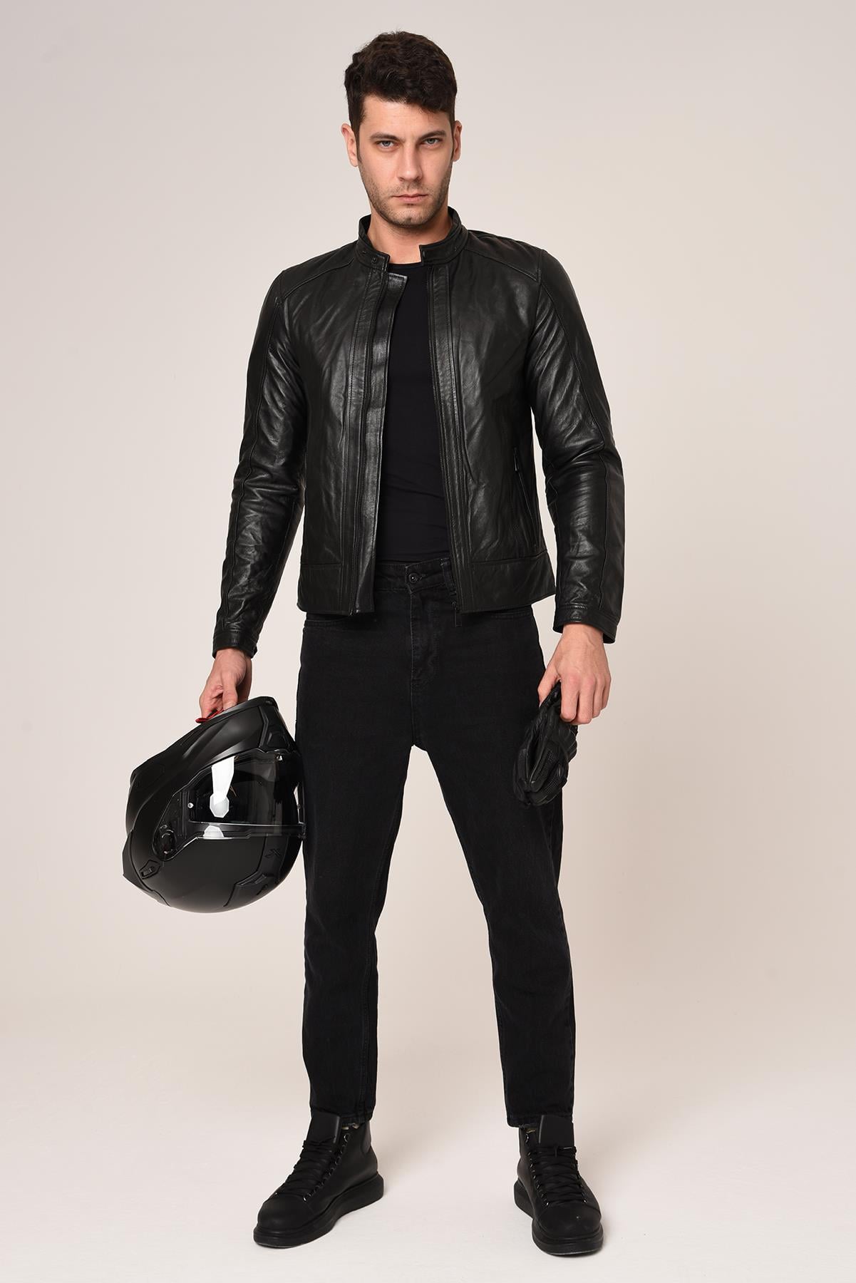 VEXO MOTO DERİ MONT SİYAH