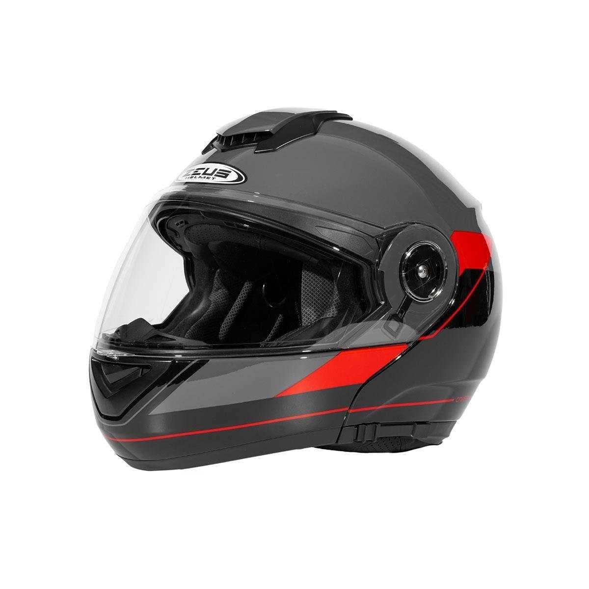Zeus ZS-3050 BE7 Grey Red Çene Açılır Kask
