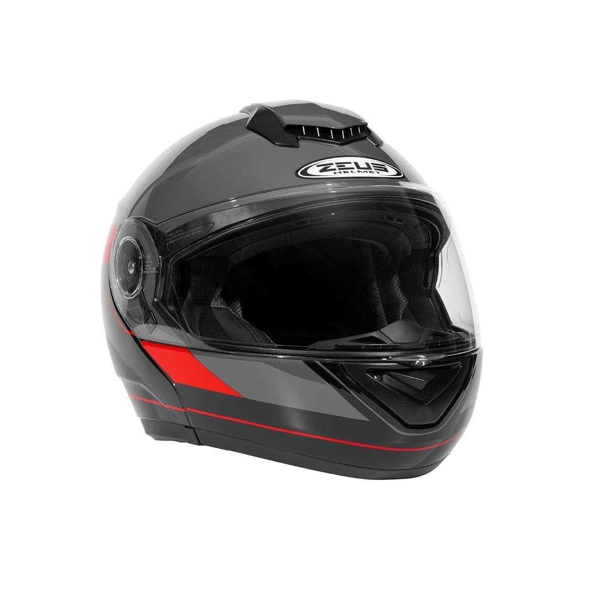 Zeus ZS-3050 BE7 Grey Red Çene Açılır Kask