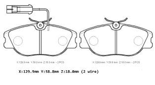 ALFA ROMEO 155- 93/97; ÖN FREN BALATASI (2 KABLOLU)(DİSK) (129.9x58.8x18)(BRAMAX)
