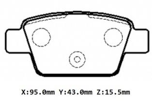 ALFA ROMEO MITO- 08/16; ARKA FREN BALATASI 1,3/1,4/1,6 (KABLOSUZ)(DİSK)(95X43X15.5)(BRAMAX)