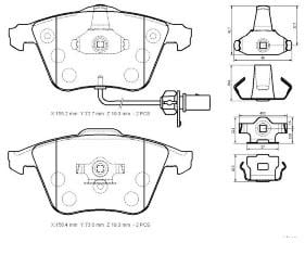 AUDI A6- 05/09; ÖN FREN BALATASI 2,0TDI/2,7TDI(2KABLOLU(DİSK)(155.2x72.7x19.3/15;6.4x73x19.3(BRAMAX)