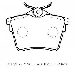 CITROEN C5- 08/15; ARKA FREN BALATASI (KABLOSUZ)(DİSK) (86,2x57,1x17)(BRAMAX)